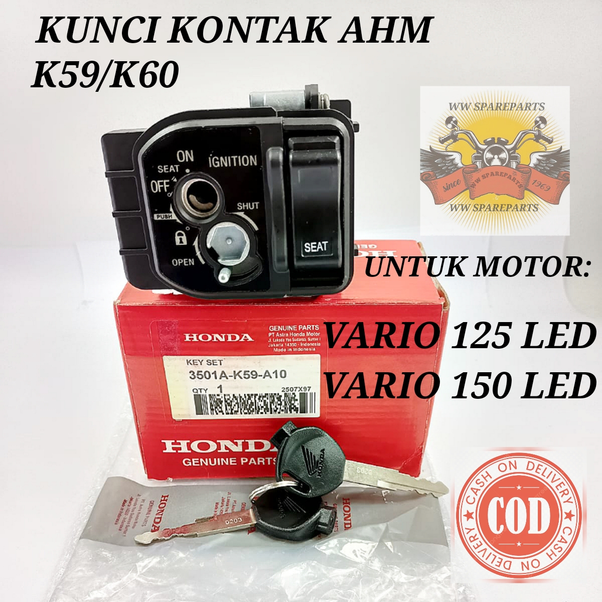 KUNCI KONTAK SET HONDA AHM K59 K60 ASLI HONDA AHM UNTUK MOTOR VARIO 125