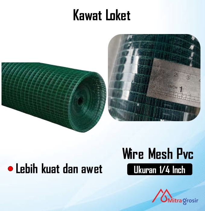 Kawat Ram Loket PVC Hijau 1 4 Ayakan Kandang 1 4 1 2 3 4 1 Inch Kawat