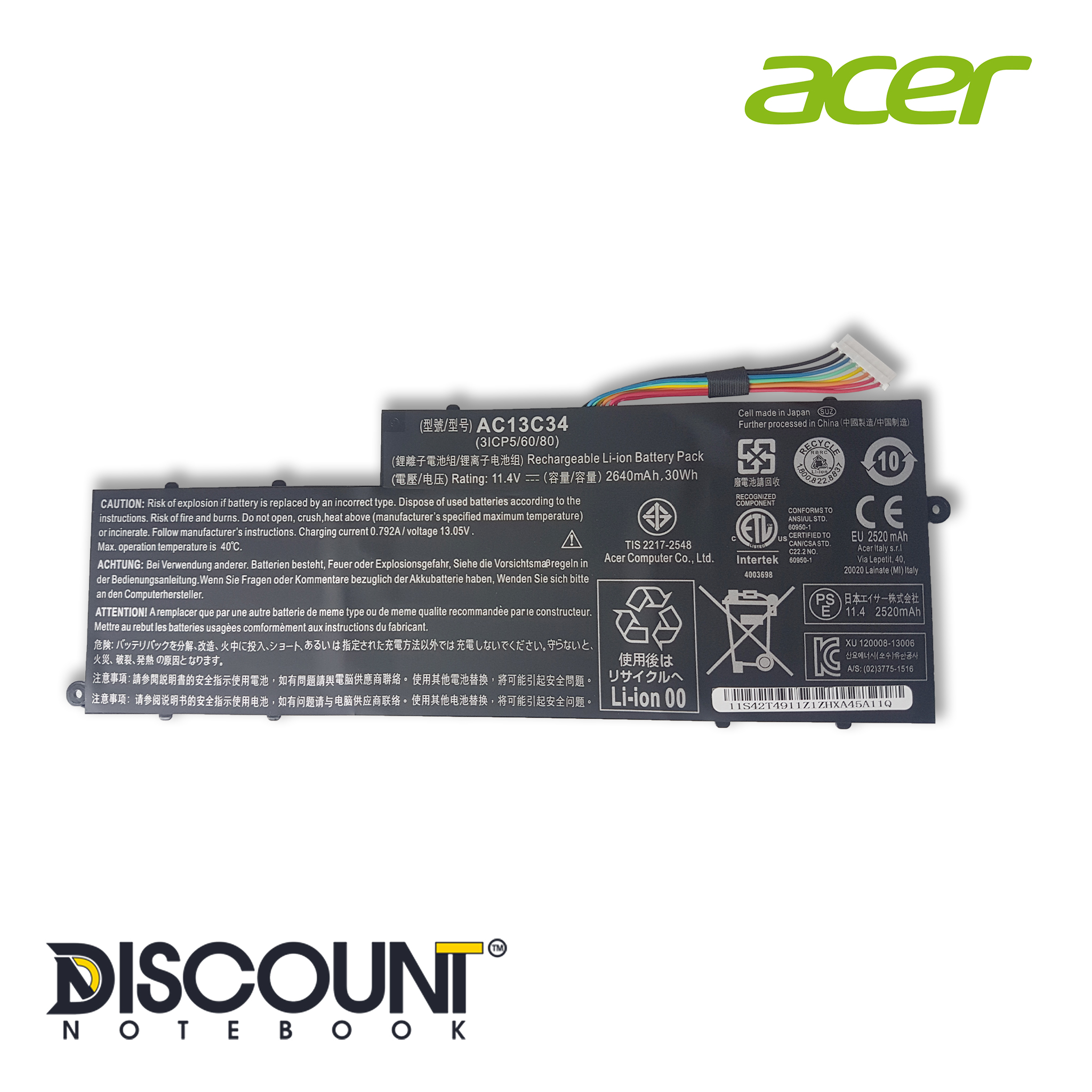 Baterai Original Batre Batrai Batrei Battery Laptop Acer Aspire E V