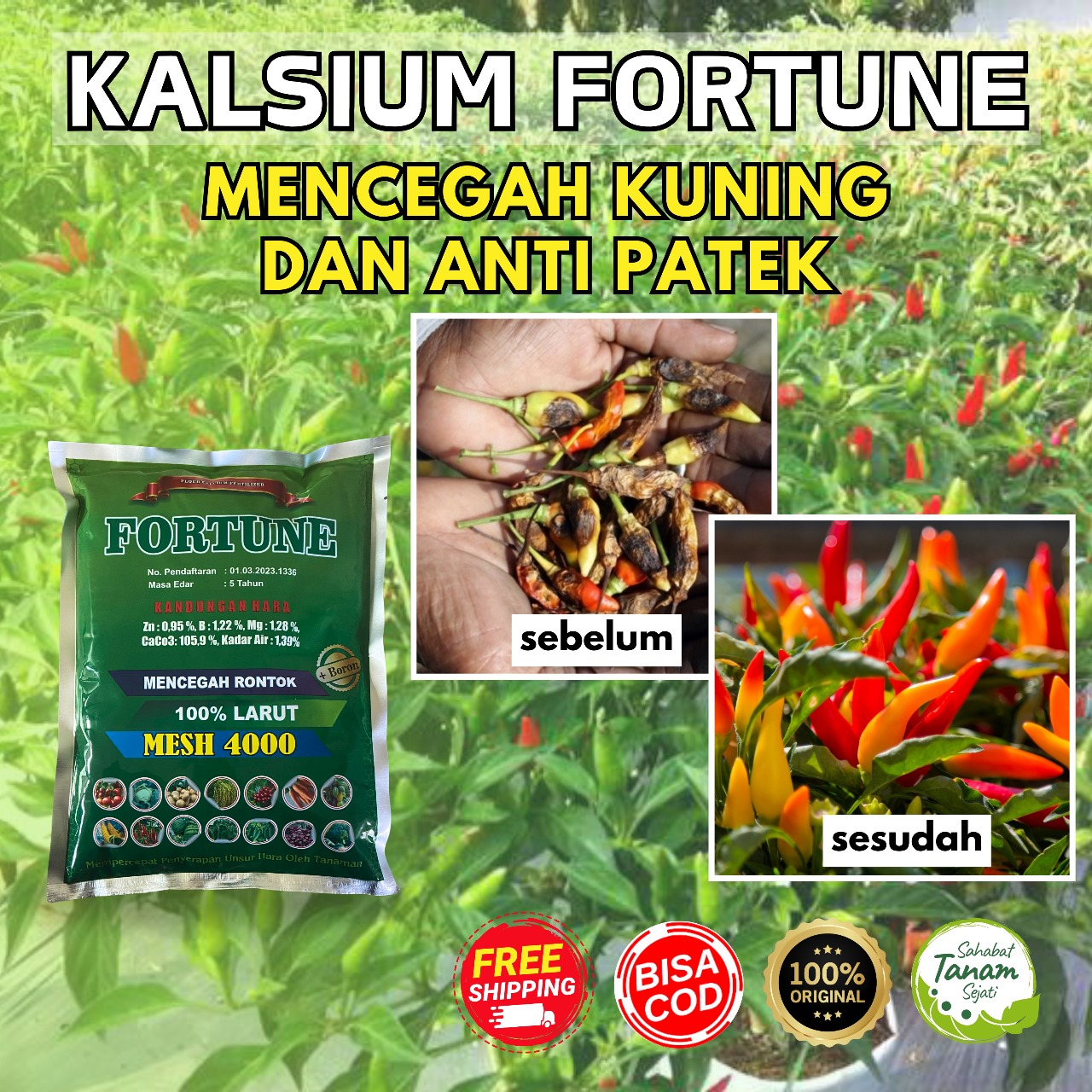 Fortune Pupuk Kalsium Cabe Zinc Boron Perkuat Batang Daun Bunga