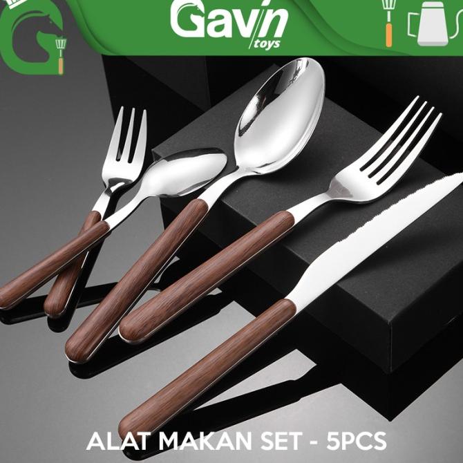 Alat Makan Set Sendok Makan Kayu Sendok Garpu Hotel Cutlery Set Silver