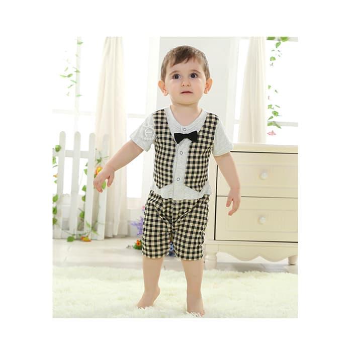 SINARPUTRA - Kacakid Boy Brown Formal Romper w/ Tie / Baju Bayi / Setelan bayi