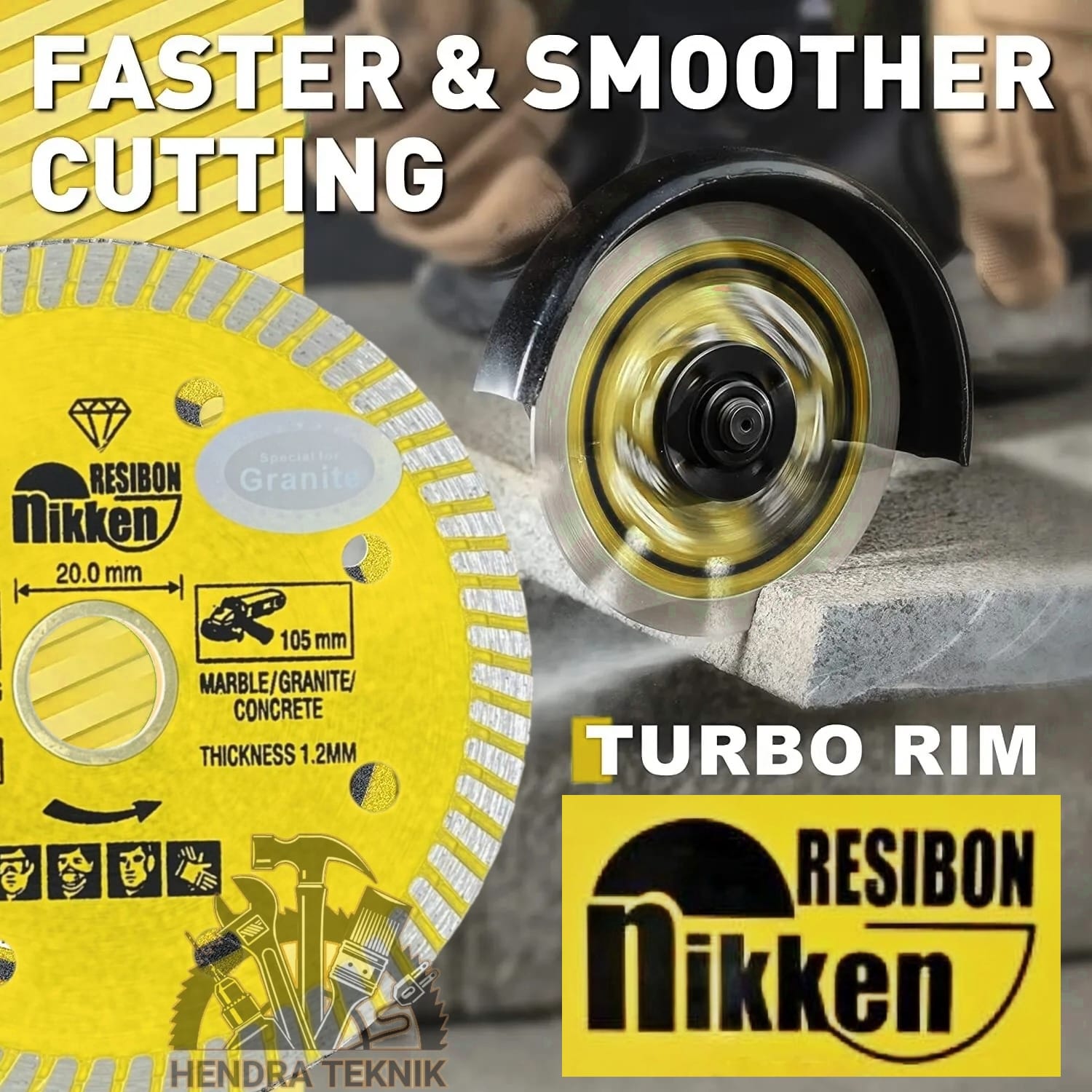 Diamond Wheel Turbo Thin Nikken Resibon Pisau Potong Granit Keramik