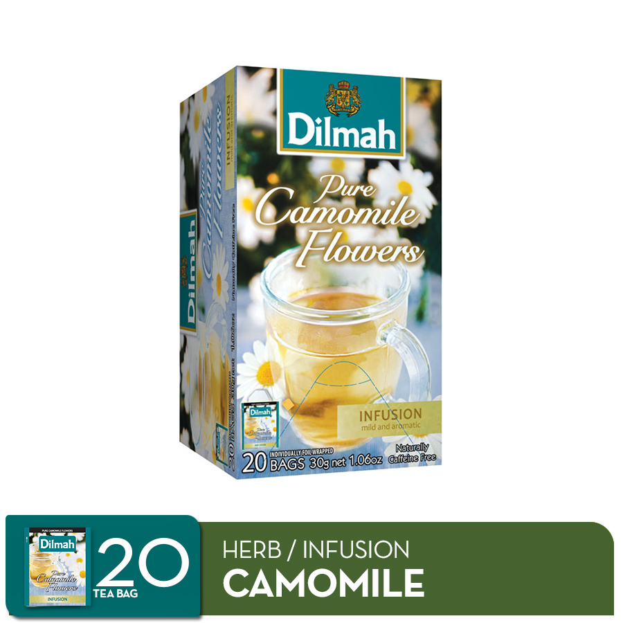 Dilmah Pure Camomile Flower Tea Teh Celup Foil Envelope 20sch