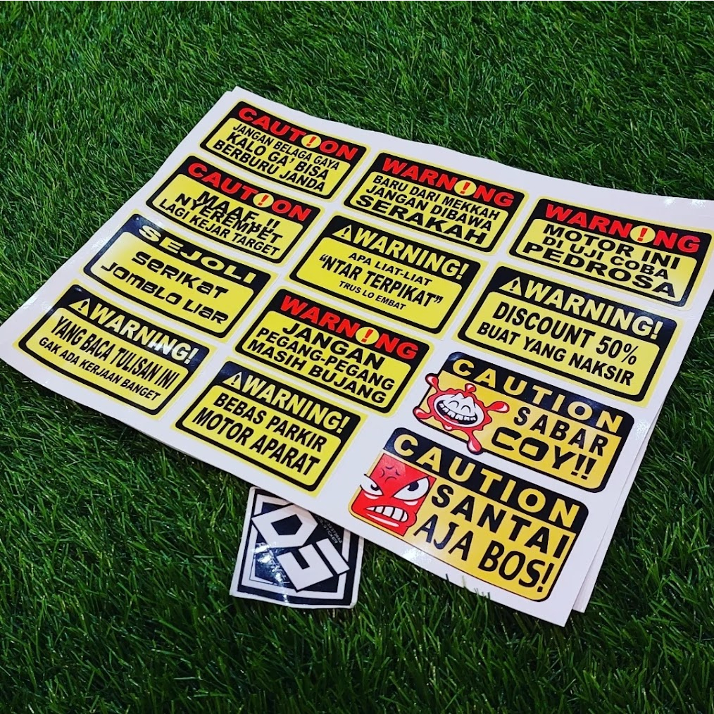 Vol Stiker Paket Kata Kata Caution Warning Variasi Sticker Pack Vinyl