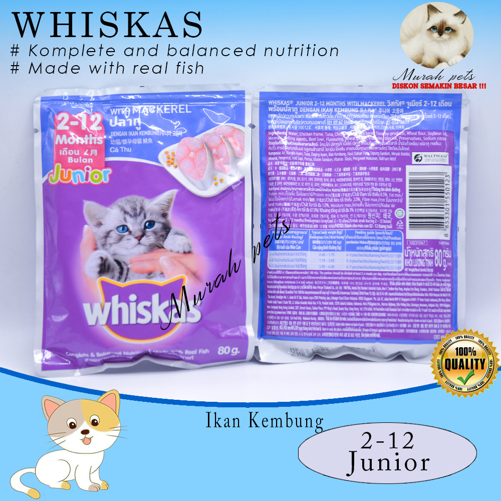 Whiskas Junior Pouch 80GR Makanan Snak Kucing Makanan Basah Lazada