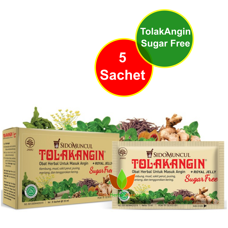 JAMU TOLAK ANGIN SUGAR FREE CAIR SIDOMUNCUL 1 BOX 5 SACHET BEBAS