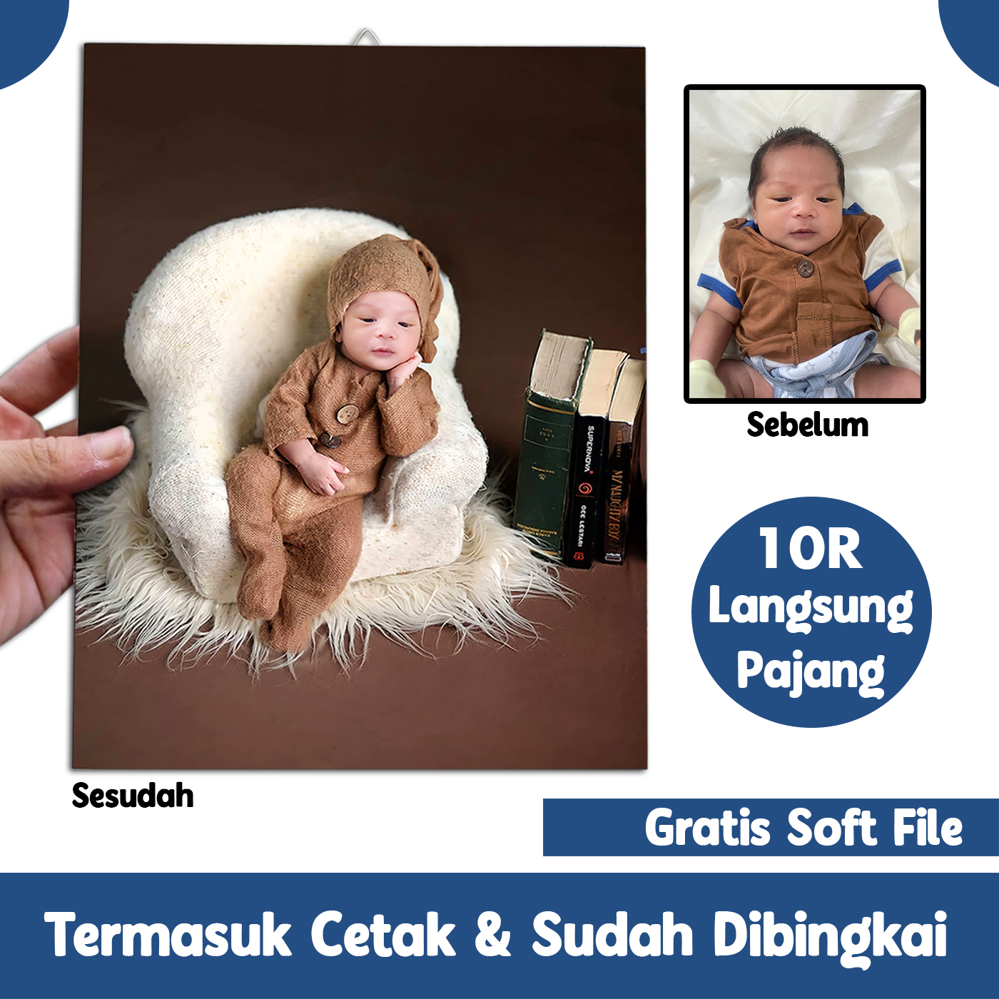 Pakai Bingkai Edit Dan Cetak Foto Bayi Newborn Material Bingkai Papan