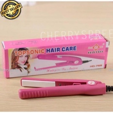 Haidi Catok Pelurus Pengeriting Rambut Asli Mini Curly Hair Wanita Catokan Portable Kecil Praktis Ringan Mudah diaplikasikan Poni Pendek Catokan 110-220V - Pink