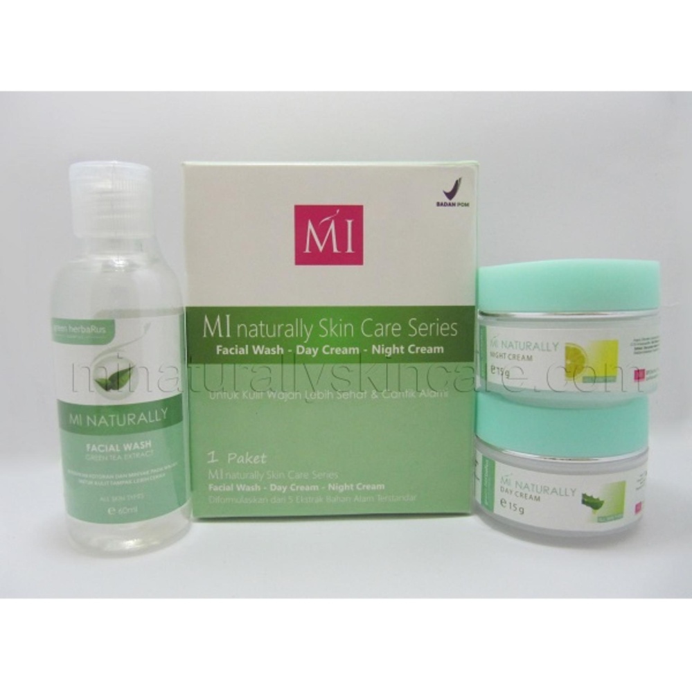 HEMAT Paket MI Naturally Skin Care - Facial Wash, Day Cream, Night