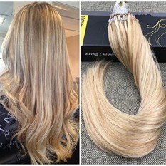 Ugeat 14 50 Gram Per Package 1g/ Strand Micro Ring Beads Hair Extensions Real Human Hair Extensions Piano Color #27 Blonde Highlight With #613 Blonde Micro Loop Human Hair Extensions - intl