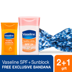 Vaseline Lotion Healthy Sunblock Spf30 100Ml & Healthy White Spf24 Pa++ 200Ml FREE Bandana