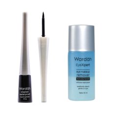 Wardah Staylast Waterproof Liquid Eyeliner Free Wardah EyeXpert Eye MakeUp Remover - 50 mL