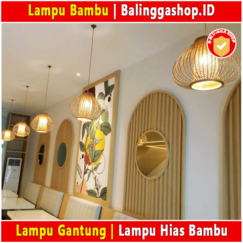 Lampu Hias Bambu Gantung Kap Lampu Bambu Gantung Model Kubus Lampu