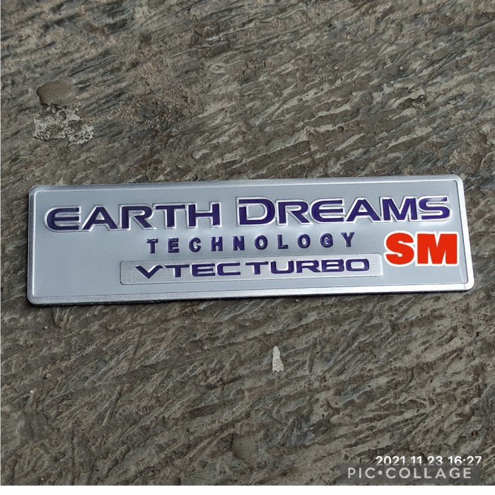 Emblem Plat Alumunium Earth Dreams Technology Vtec Turbo Honda Lazada