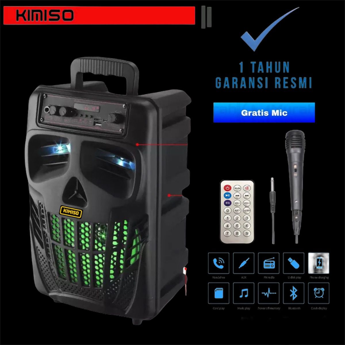 Speaker Karaoke Bluetooth Ukuran Inch Kimiso Qs Free Microphone