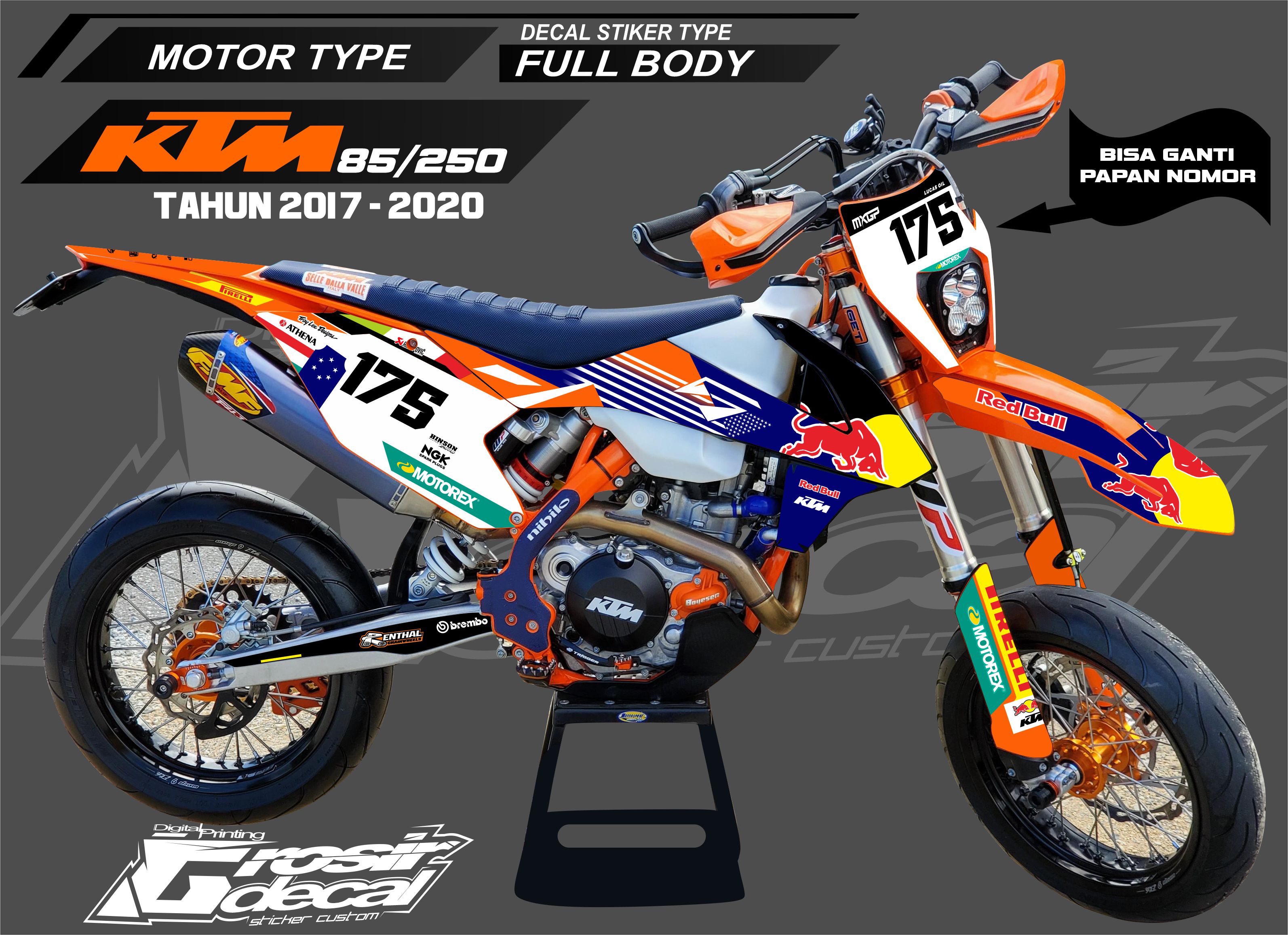 Decal Stiker KTM 250 2017 2020 Redbull Full Body Fullset Bebas Reques