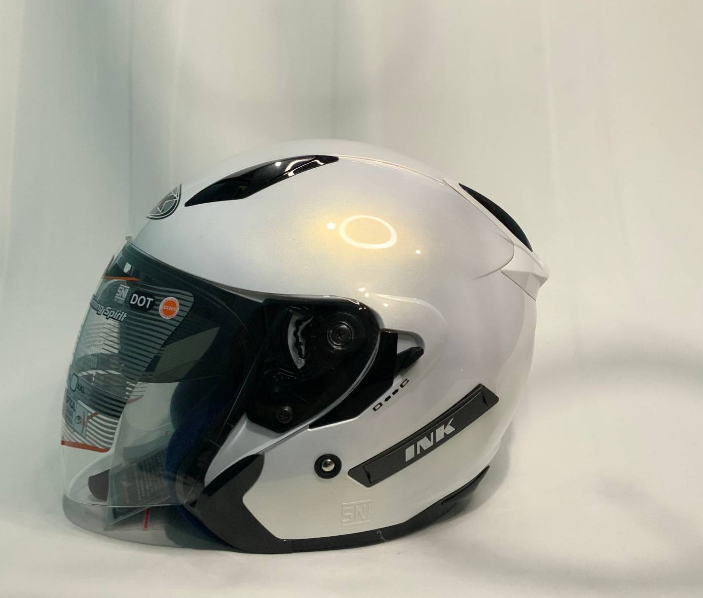 Helm Ink Metro Visor Solid White Helm Ink Half Face Doubel Visor