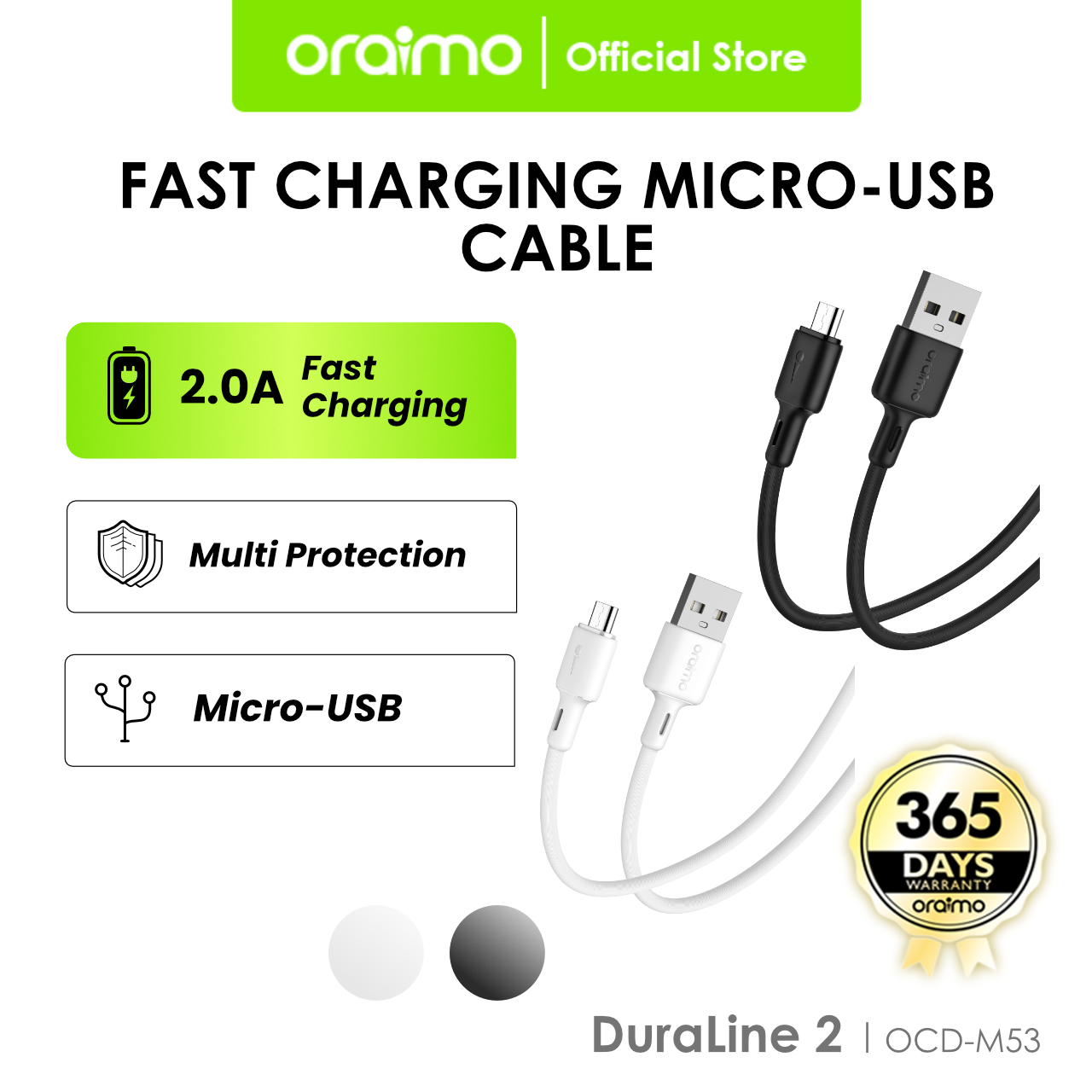 Oraimo Data Cable Type C Micro Usb Lightning V A Kabel Android Fast