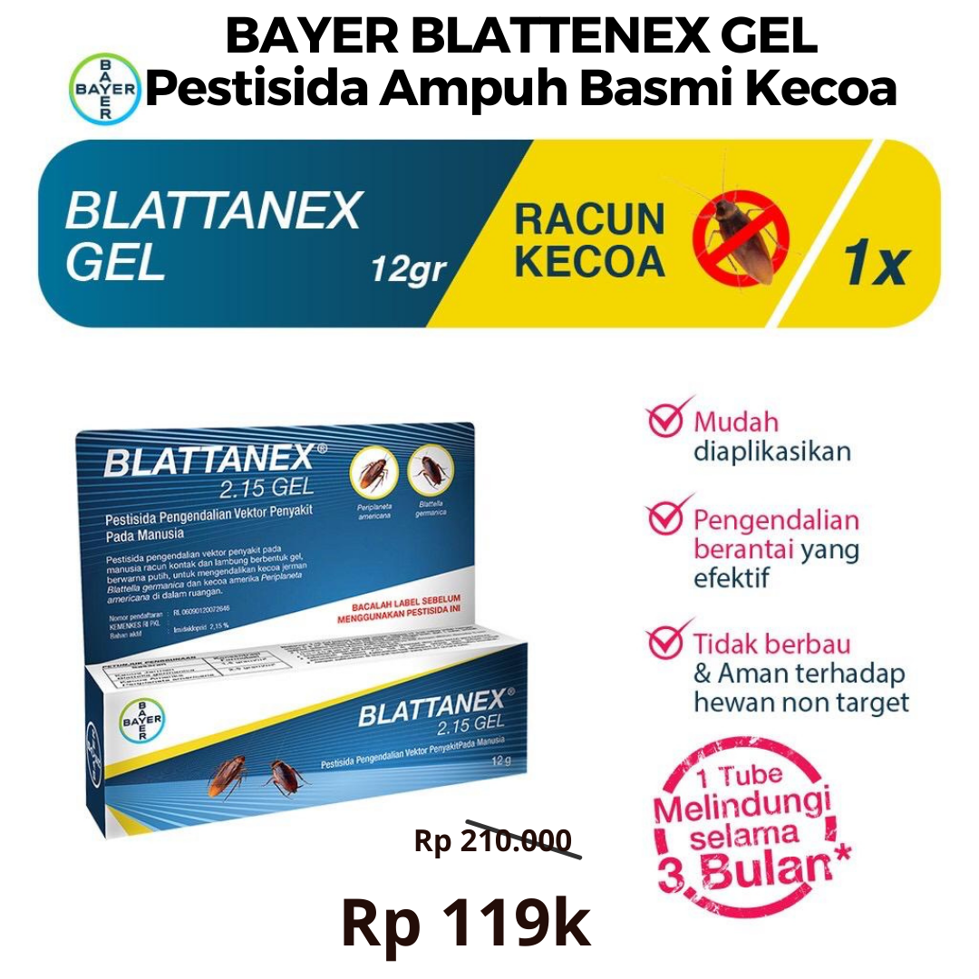 Bayer Blattanex Cockroach Gel Gram Pembasmi Kecoa Anti Obat Umpan