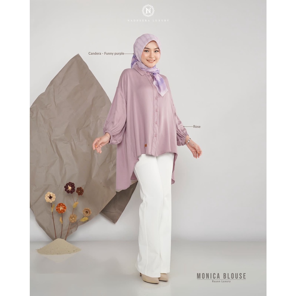 Monica Blouse By Nadheera Luxury Blouse Terbaru Kemeja Ekor