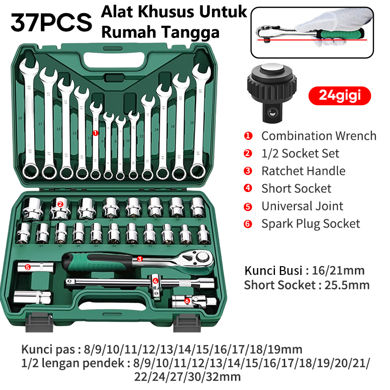 Bisa CODISKU Tool Kit Set Alat Kunci Sok Set 37pcs Kunci Pas Set