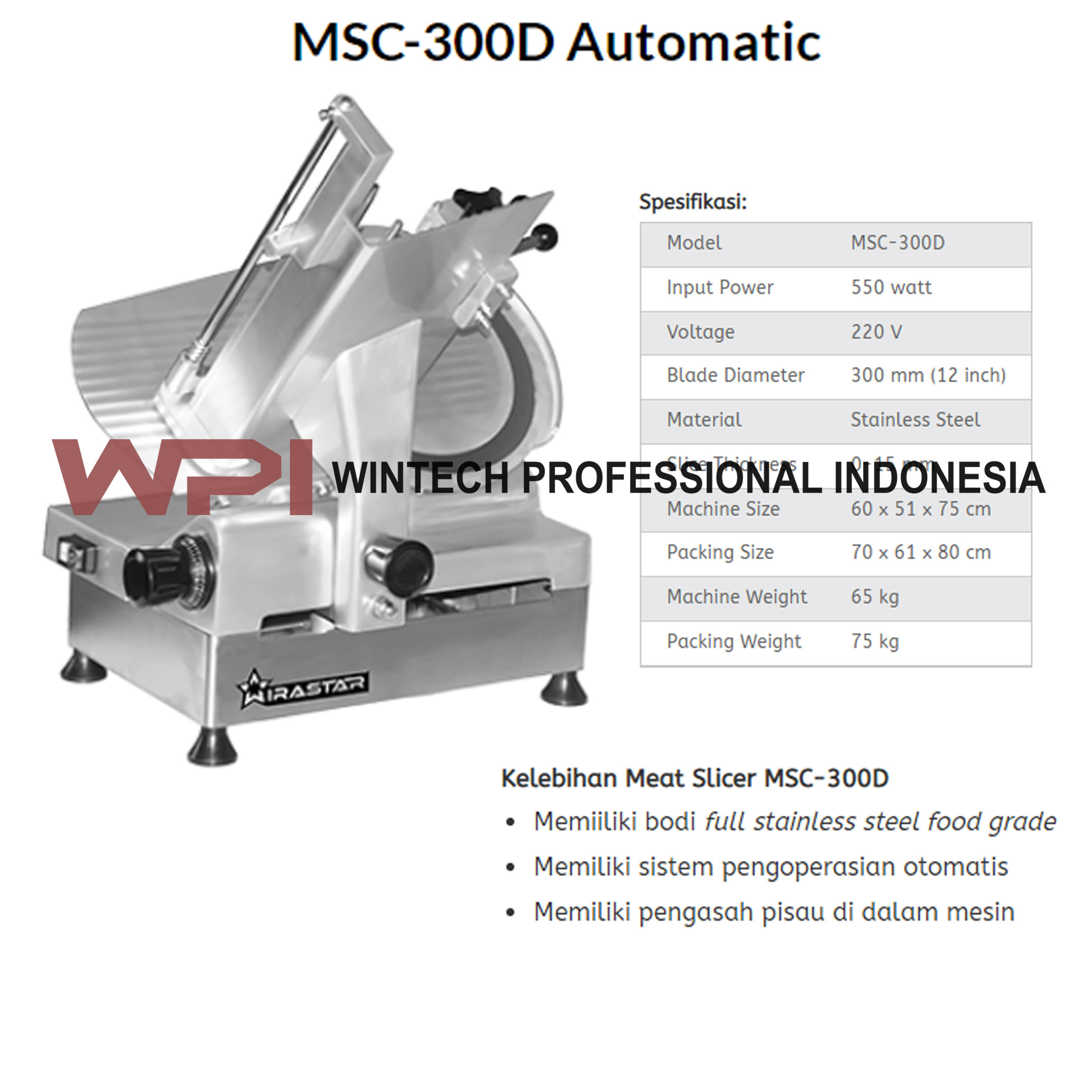 Wirastar Msc D Meat Slicer Automatic Mesin Pengiris Daging Beku