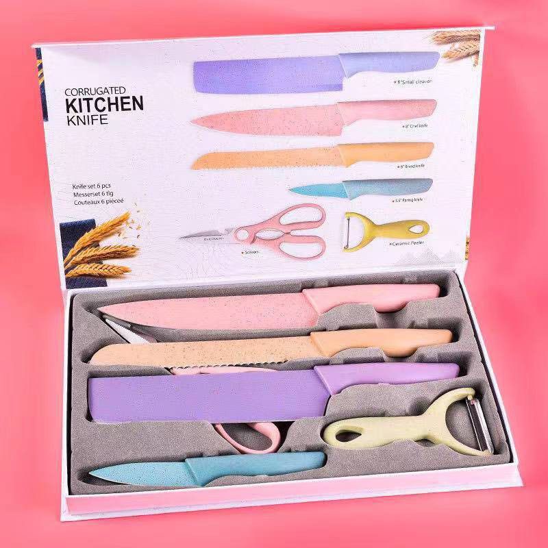 PISAU SET KITCHEN KNIFE SET DAN 6IN1 Pisau Set EVCRIERH Stainless