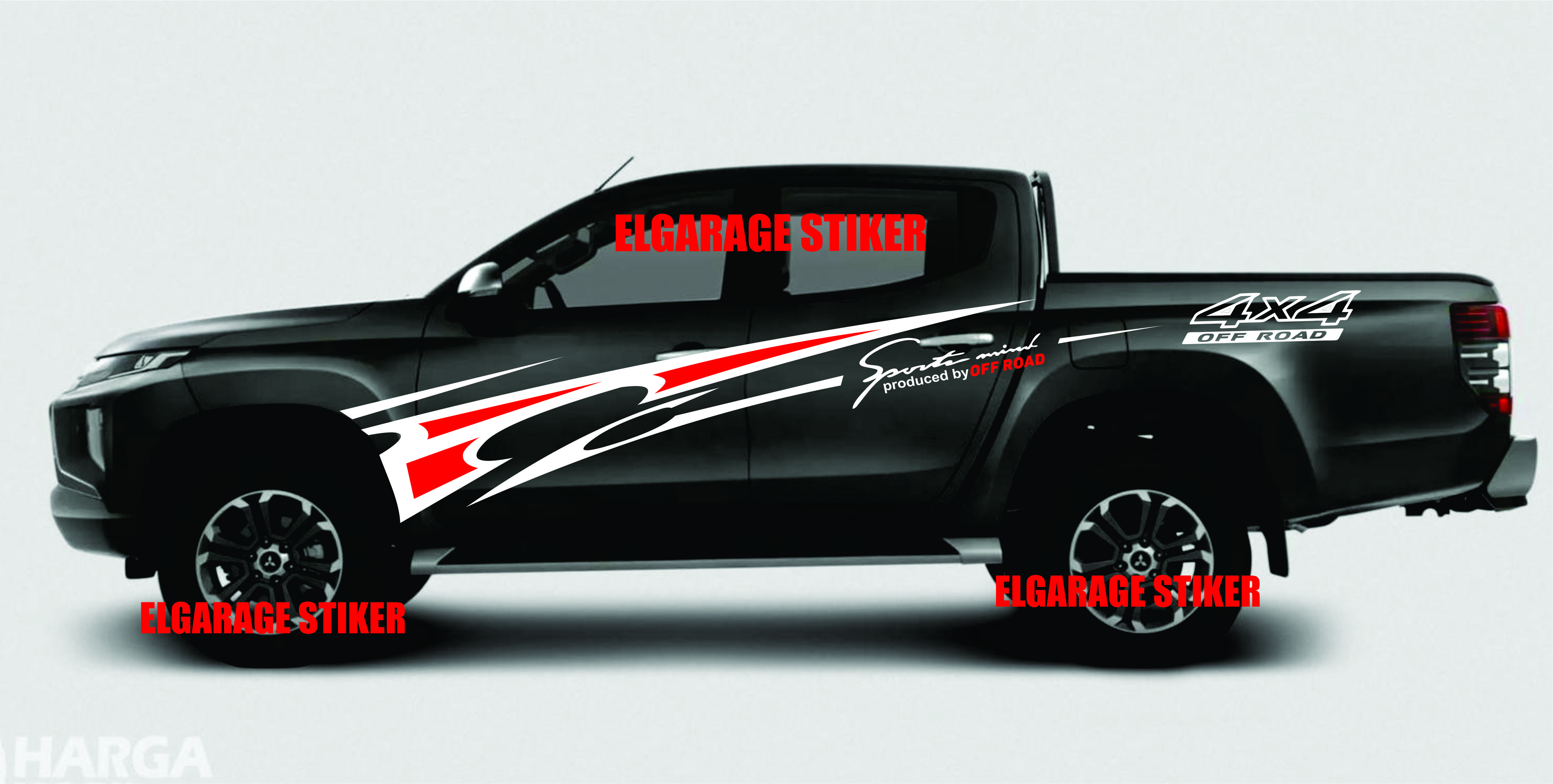 Stiker Mobil 4x4 Cutting Stiker Body Samping Mobil Triton Ranger Hilux