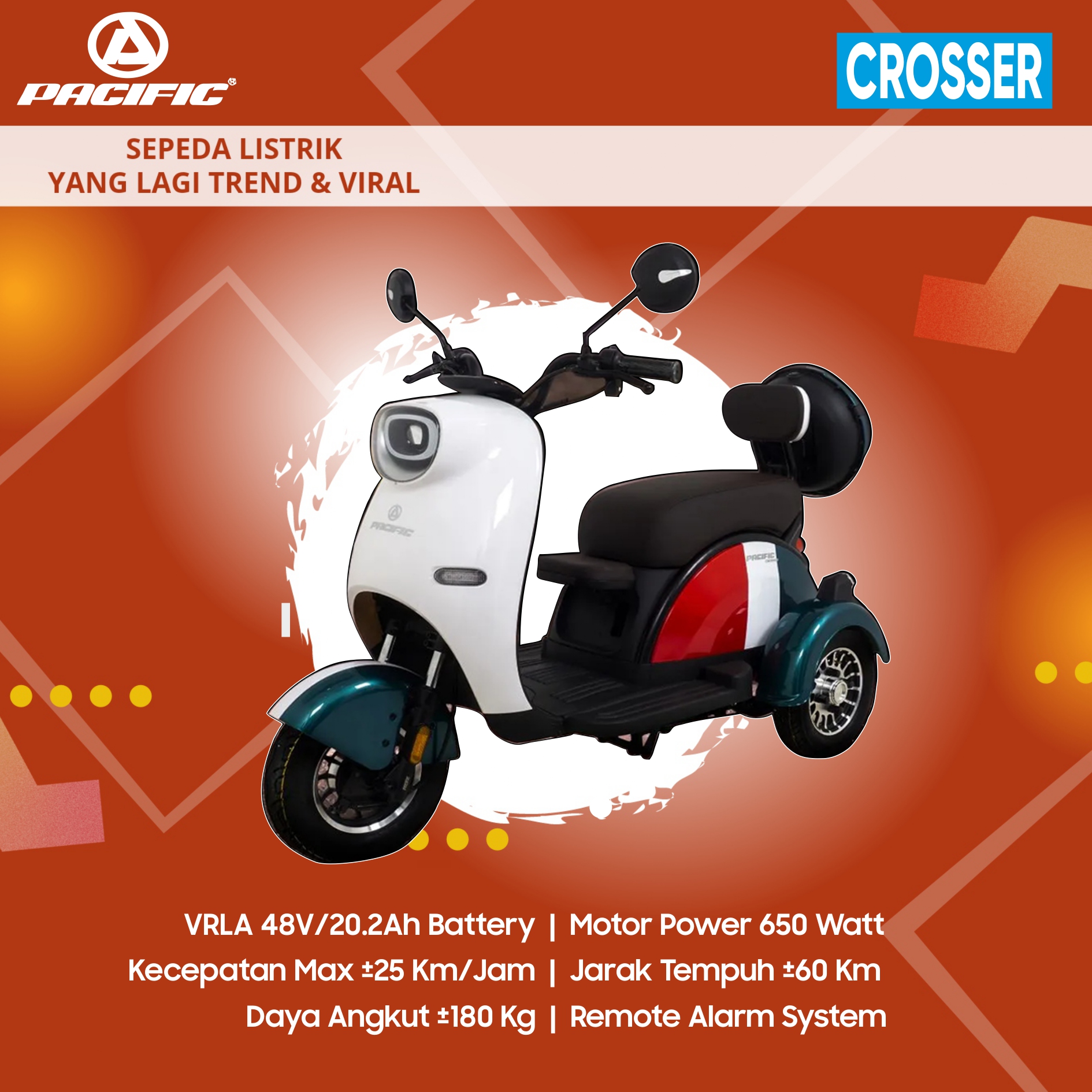 New Sepeda Motor Listrik Pacific Crosser Garansi Resmi Lazada Indonesia