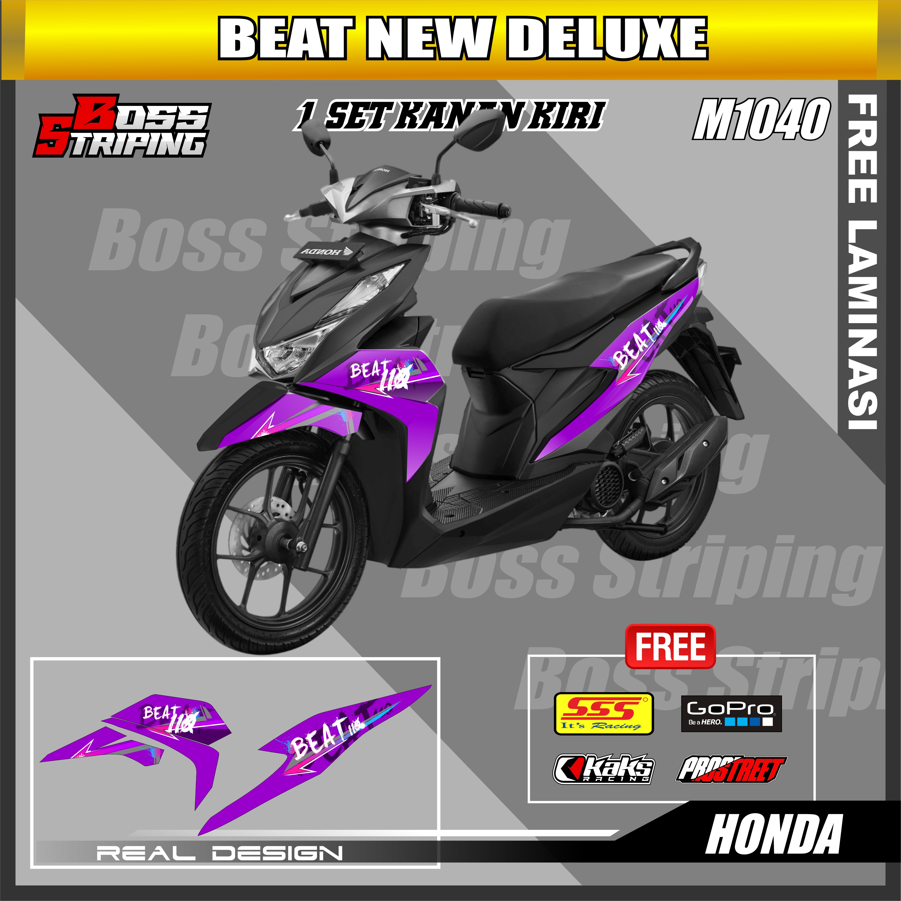 STIKER MOTOR STRIPING BEAT NEW DELUXE 2020 2021 2022 M1040 STICKER