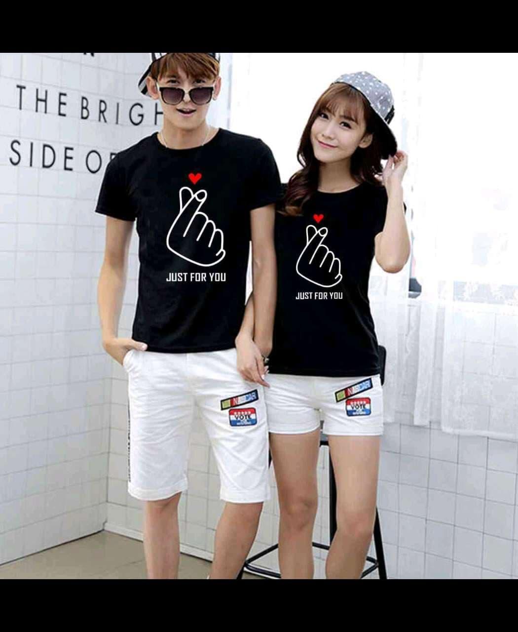 TL- Kaos couple Just For You lengan pendek / Motif Sarange / Combed / Kaos cowok cewek / Tshirt Couple / Bahan Lembut dan tidak panas { Bayar ditempat }