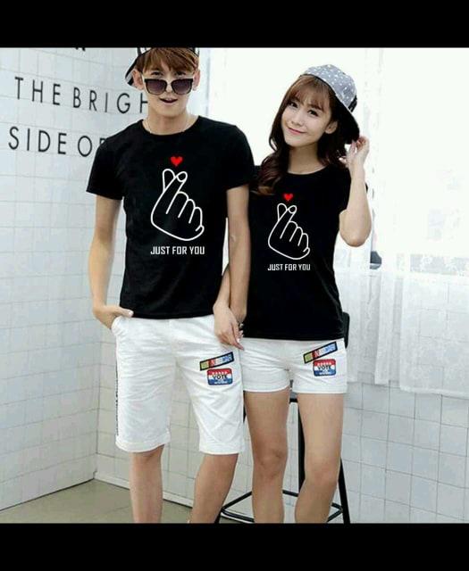KAOS LOVE PD / KAOS PASANGAN SARANGHAE / KAOS COUPLE LENGAN PENDEK (BAYAR DITEMPAT)
