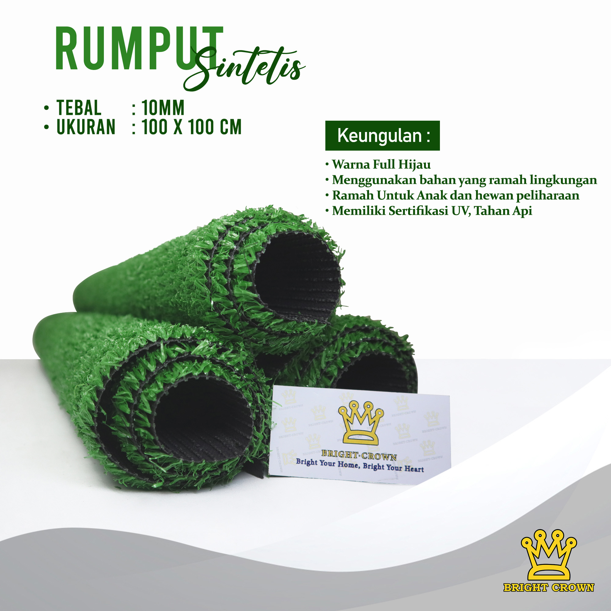 Bright Crown Rumput Sintetis Full Hijau Uk X Cmtebal Mm Tebal