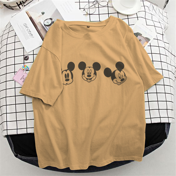 Kaos Wanita Lengan Pendek Mickey Mouse 10 Pilihan Warna Kain Katun