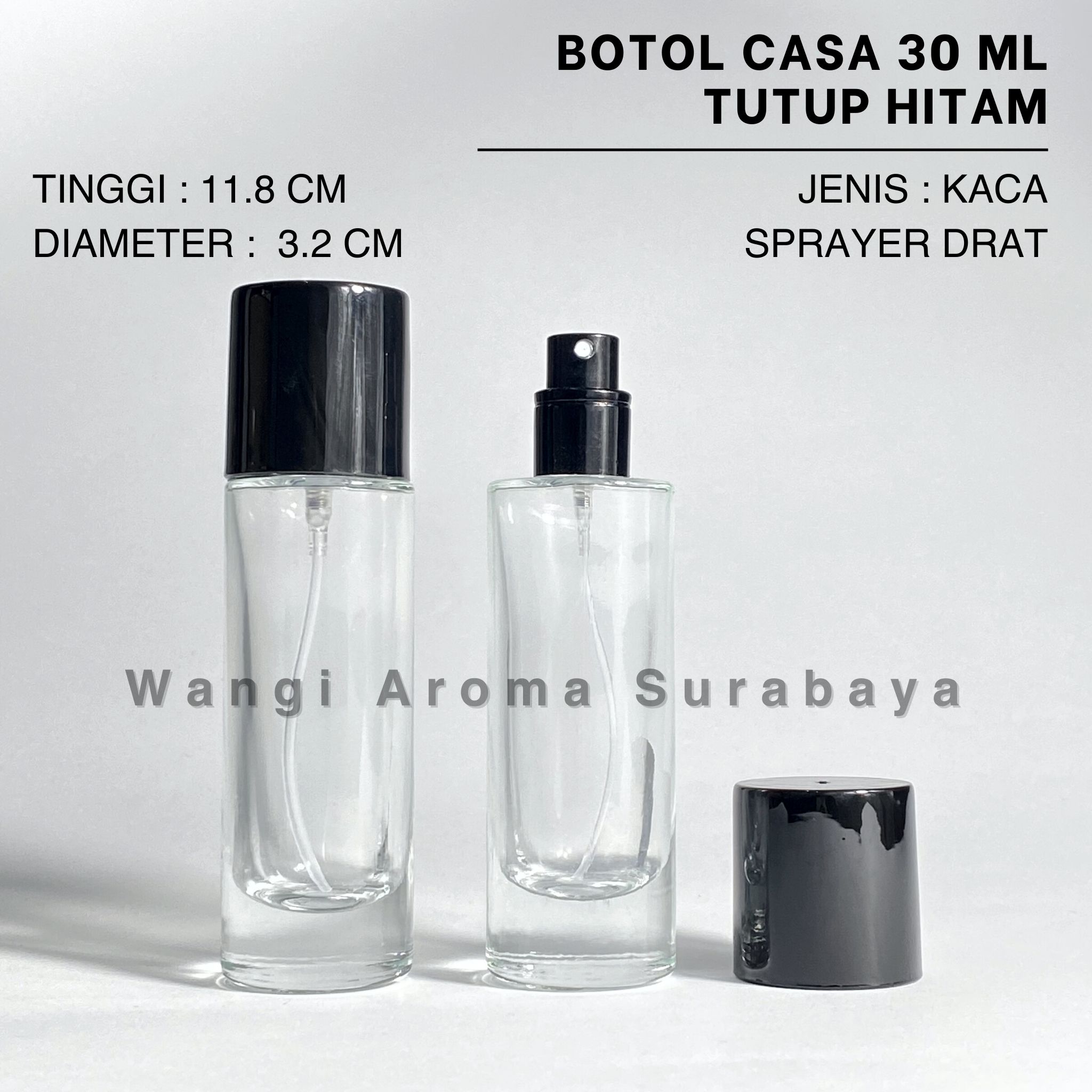 Botol Casa Kabel 30ML Spray Drat Hitam Botol Parfum Casa Drat Botol