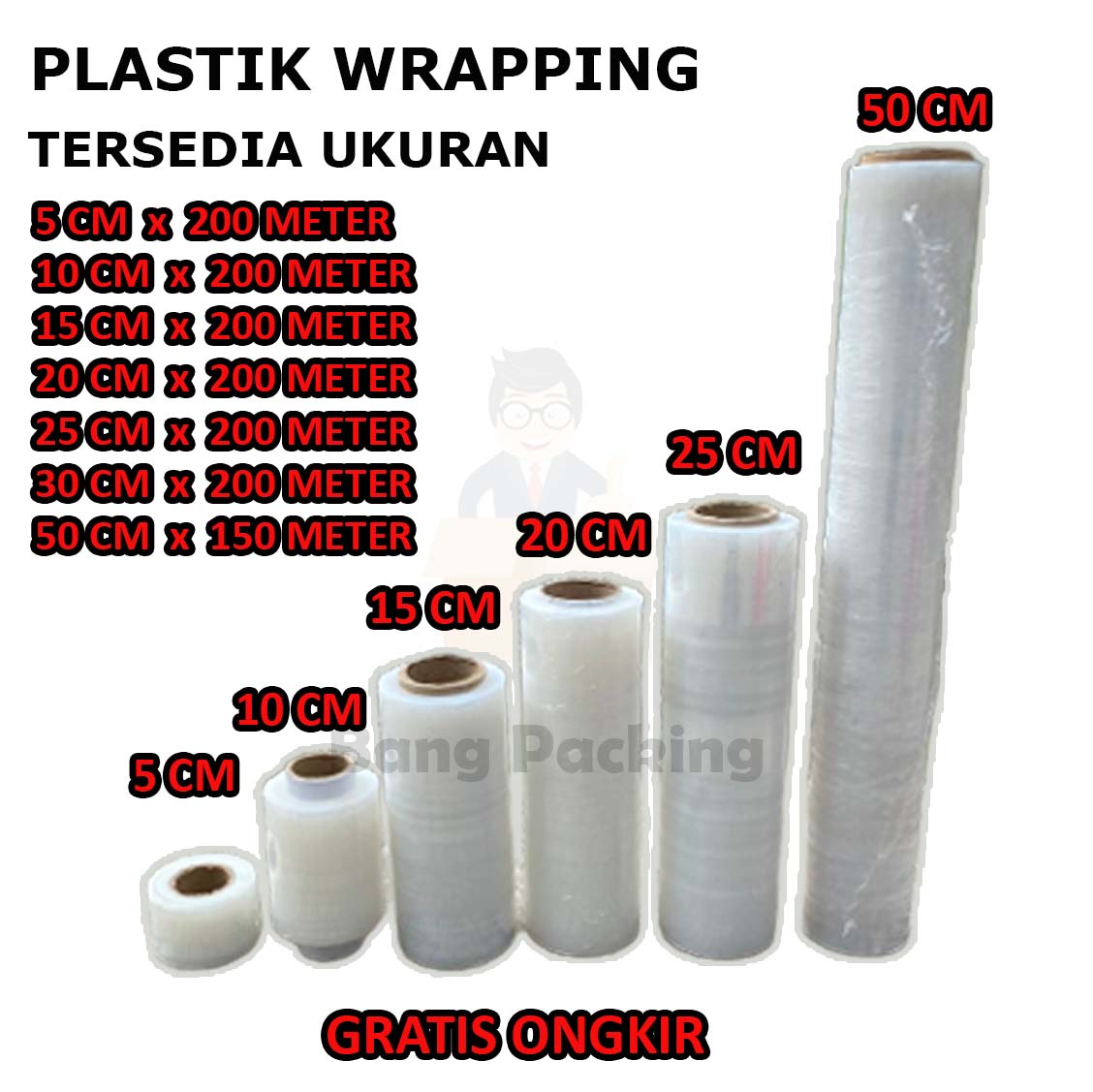 Plastik Wrapping 5cm Wrapping 10cm Wrapping 15cm Wrapping 20cm Wrapping