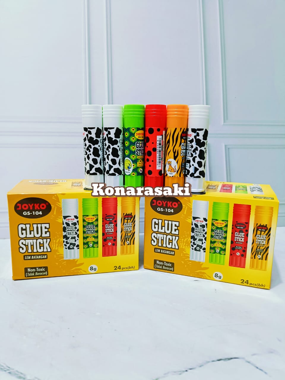 12 PCS Lem Kertas Lem Batang 8 Gram Glue Stick Joyko GS 104 Motif