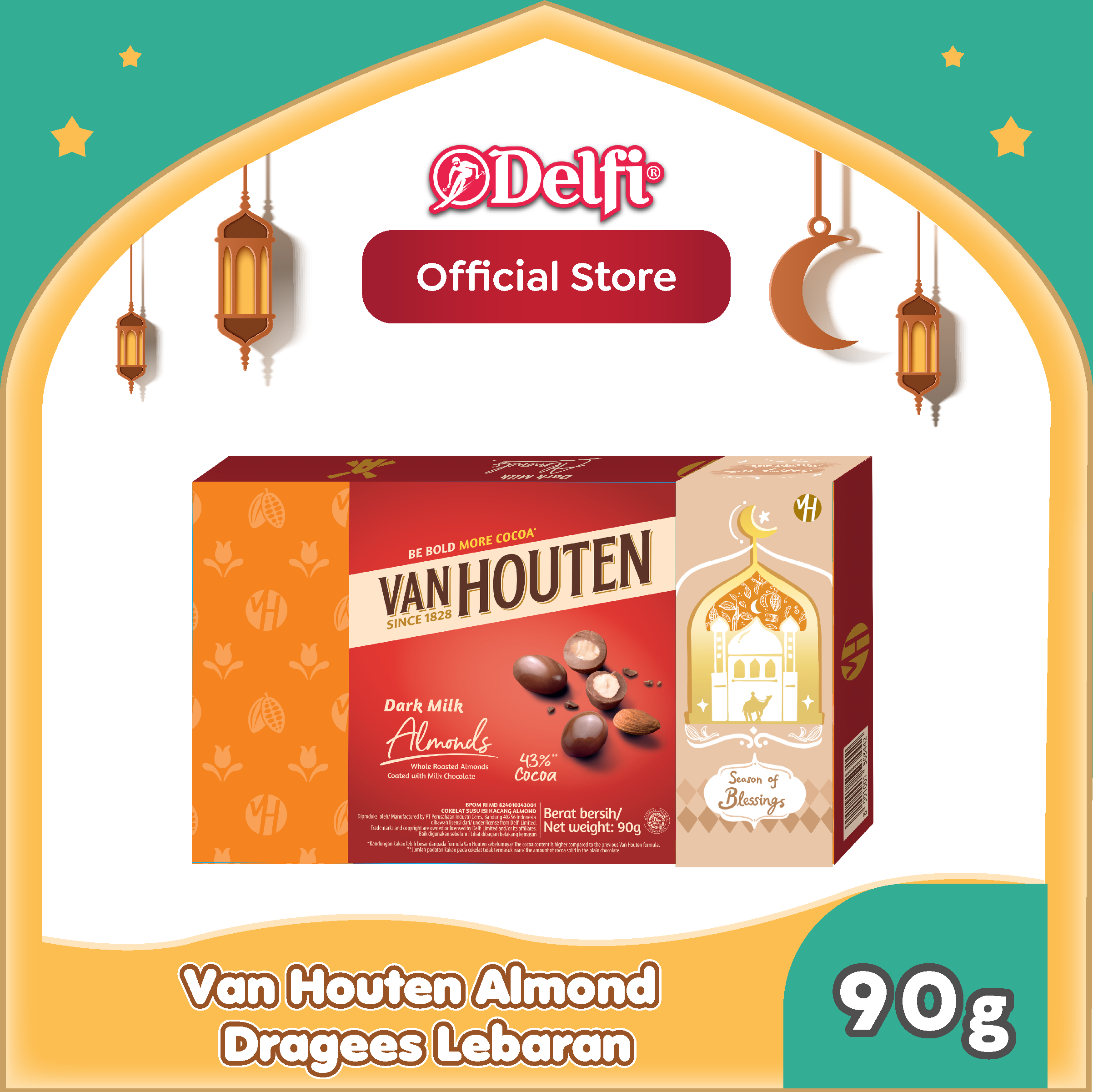 Van Houten Chocolate Almond Box Dragees Ramadhan 90 G Lazada Indonesia