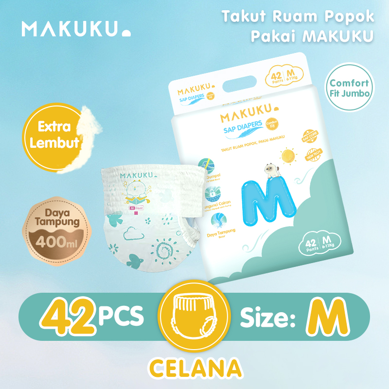 JUMBO 1 PACK MAKUKU SAP Diapers Comfort Fit Jumbo Ukuran M L XL