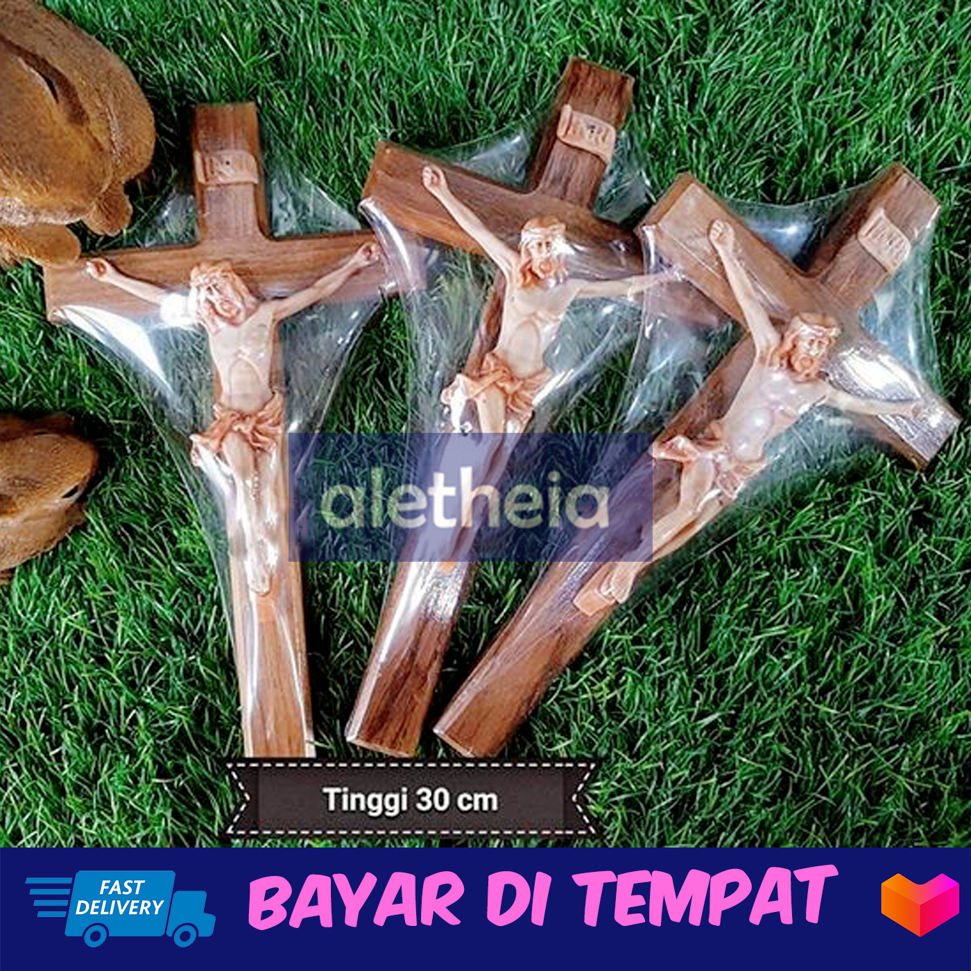 Salib Dinding Yesus Kayu Jati Tinggi 30 Cm Lazada Indonesia