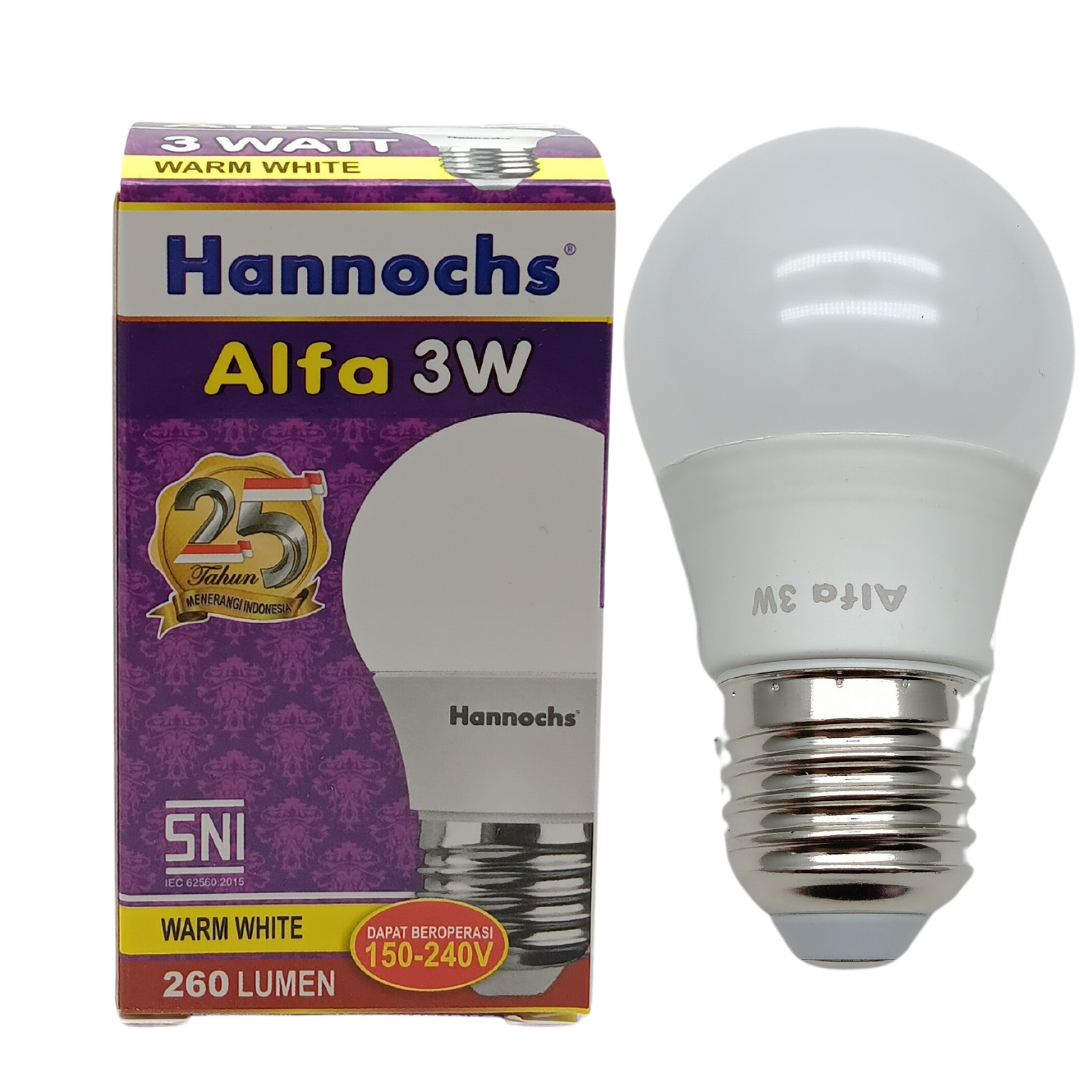 Bola Lampu Led Hannochs Alfa 3 Watt Bohlam Hannochs Led Alfa 3W Warm