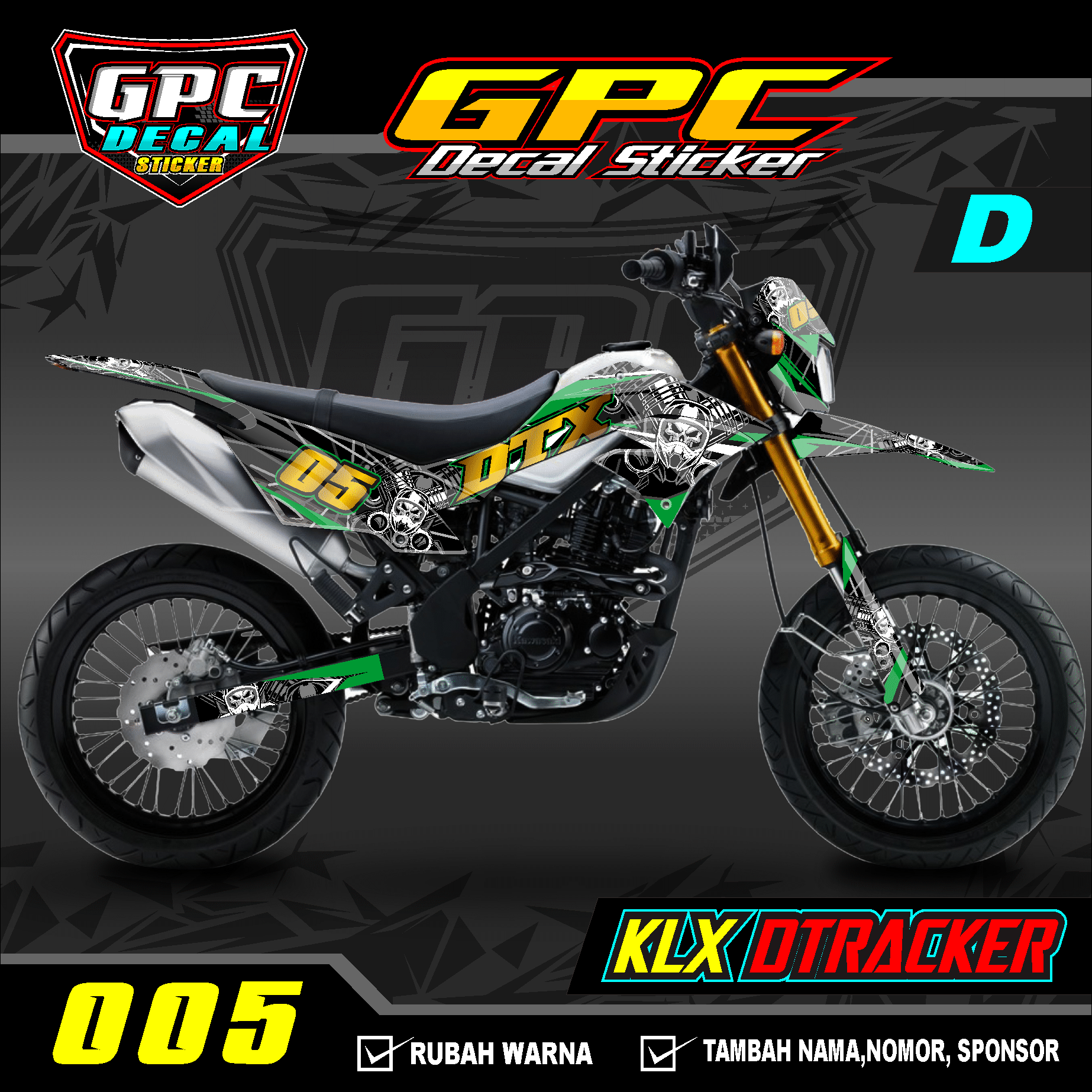 Decal Sticker Motor Cross Klx Dtracker New Fullbody Dekal Stiker