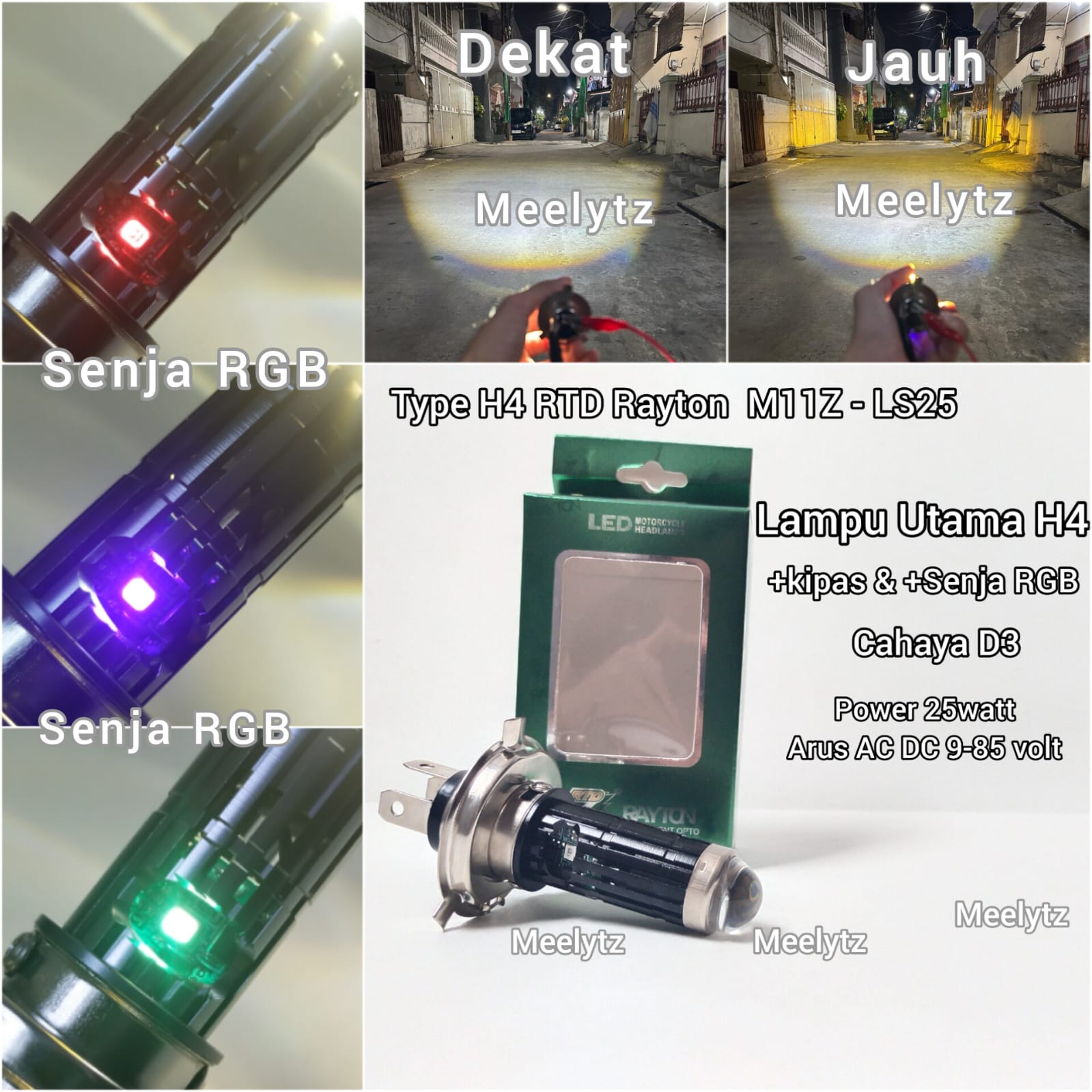 Lampu Utama H4 RTD Rayton Plus Senja RGB Jauh Dekat D3 PUTIH Kuning