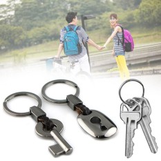 1 Pair Fashion Pasangan Kulit Gantungan Kunci Chain Ring Tas Dompet Dompet Keyring Hadiah-Intl