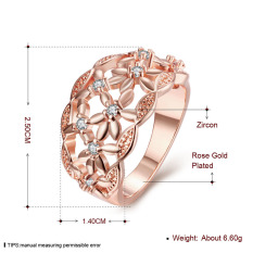 Desain Elegan Hias Dicungkil Zirkon Jasa Cincin Mawar Emas