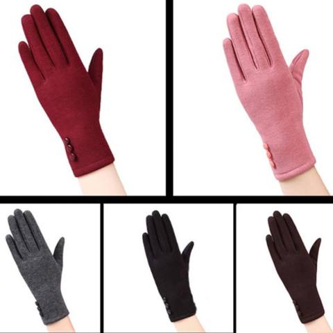 FS Wanita Sentuh Layar Suede Kulit Beludru Hangat Musim Dingin Pesta Sarung Tangan Modis Driving Berkuda Sarung Tangan Spesifikasi: 019A-skin Bubuk 2