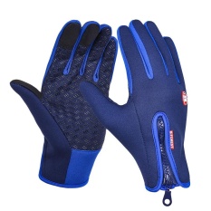 Outdoor Olahraga Penuh Jari Menyentuh Layar Sarung Tangan Hiking Musim Dingin Sepeda Sepeda Bersepeda Sarung Tangan Tahan Angin Fleece Sarung Tangan Hangat Lembut-Sapphire Biru-Intl