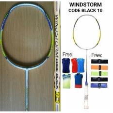 PAKET 1JUTAAN PROMO RAKET LINING WINDSTORM CODE BLACK 10 ATAU WINDSTORM CODE BLACK 20 ORIGINAL BONUS SENAR, JERSEY, TAS ORI 1R DAN HANDGRIP ADHA SPORT