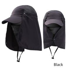 Ready Stock Unisex Outdoor Neck Protection Waterproof Sunshine Blocking Bush Hat Jungle Hat Sun Hat (Hitam)-Intl